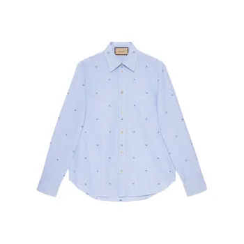 GUCCI Striped Logo embroidered Cotton Shirt