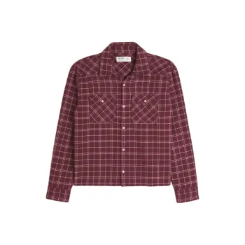 Hollister Shirt Men's Burgundy Plaid