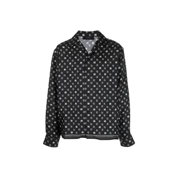 AMIRI Ma Repeat Logo Long Sleeve Camp Shirt