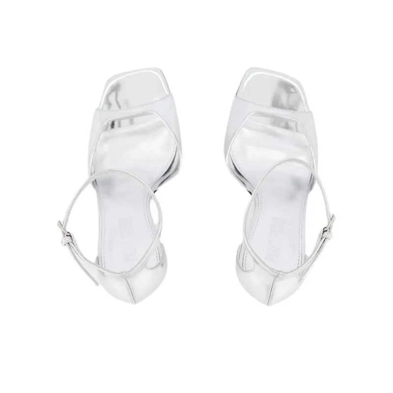 Paris Texas Grace One Strap Sandals Women's Silver-4