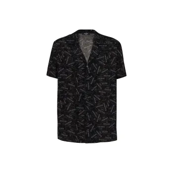 BALMAIN All Over Label Printed Pyjama Shirt