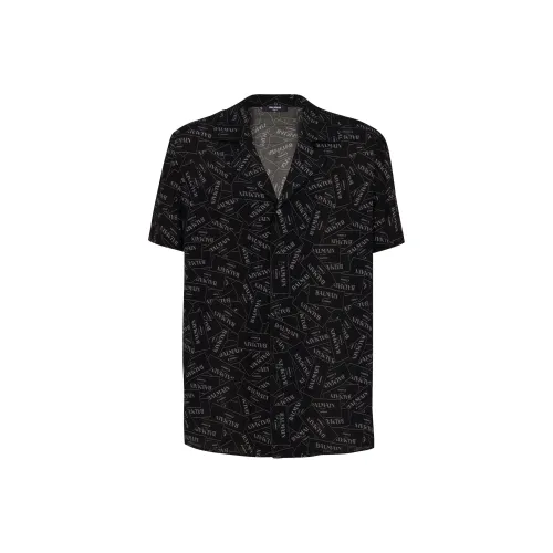 BALMAIN All Over Label Printed Pyjama Shirt