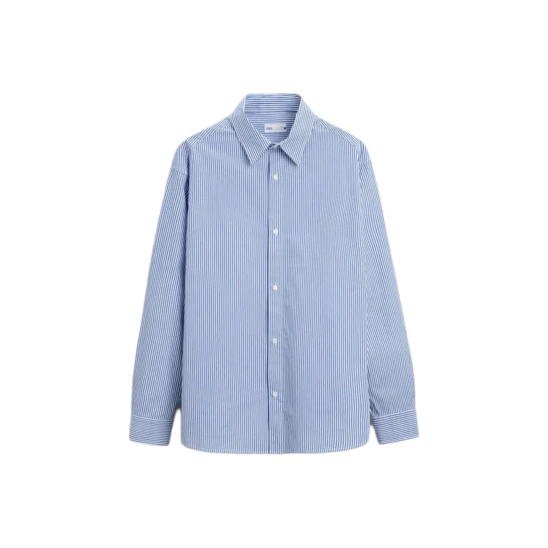 ZARA Shirts Men Blue/White-0