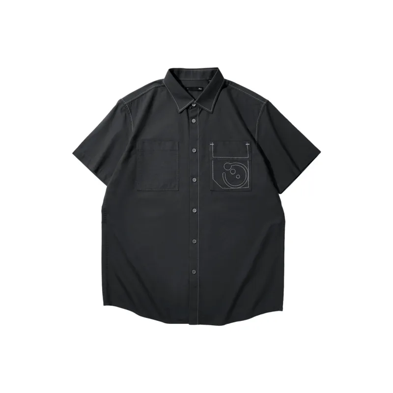 HLA Oxford Lapel 100% Cotton Short Sleeved Fashion Shirt Men's-3