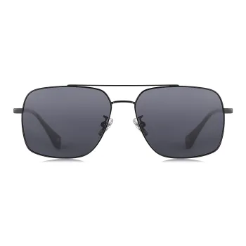 ZIPPO Metal Aviator Sunglasses Men's BK-Matte Black/GY-Antique Copper Gray