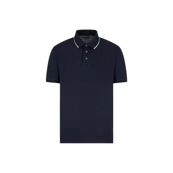 EMPORIO ARMANI Stretch Piqué Polo Shirt With Micro Eagle Embroidery