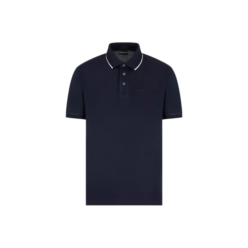 EMPORIO ARMANI Stretch Piqué Polo Shirt With Micro Eagle Embroidery-0