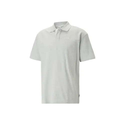 PUMA Polo Shirts Unisex Light Mixed Gray