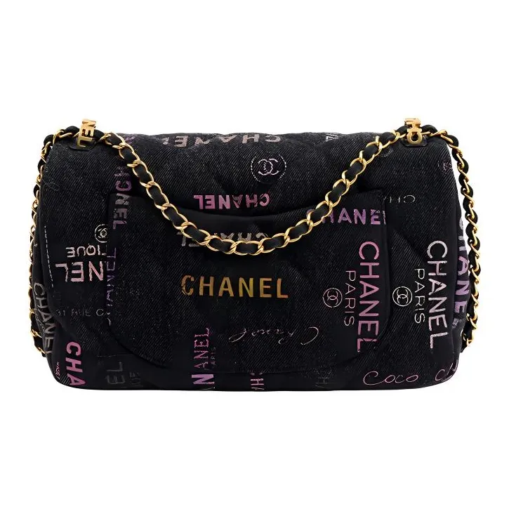 CHANEL Classic Flap CF Denim Flap Bag Chain Bag, Shoulder Bag, Crossbody Bag Women's Black-2