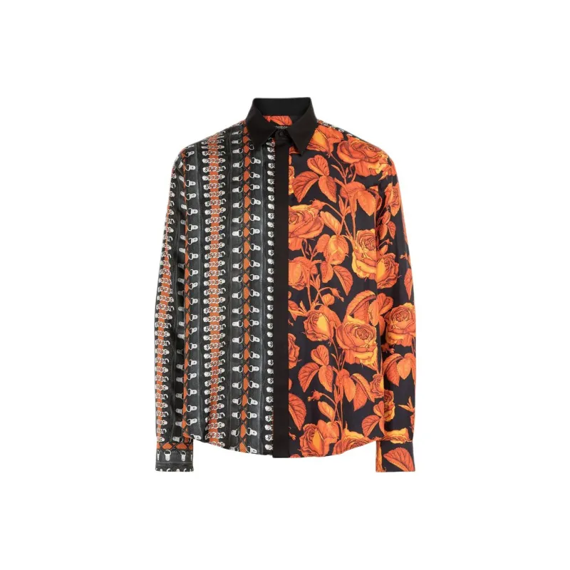 Roberto Cavalli Flower Bondage-Print Silk Shirt Shirt Men's Multicolor-0