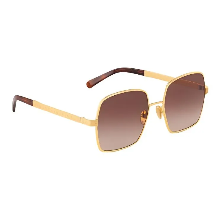 LOUIS VUITTON Metal Acetate Metal Parts Square Sunglasses Women's Gold-1