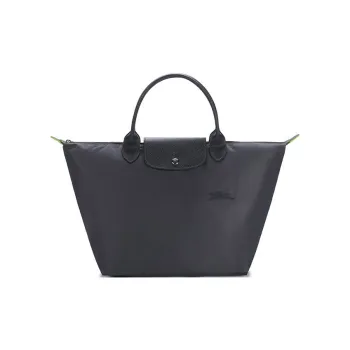 LONGCHAMP Le Pliage Green Canvas Bag, Handbag Medium Size Women's Graphite Gray