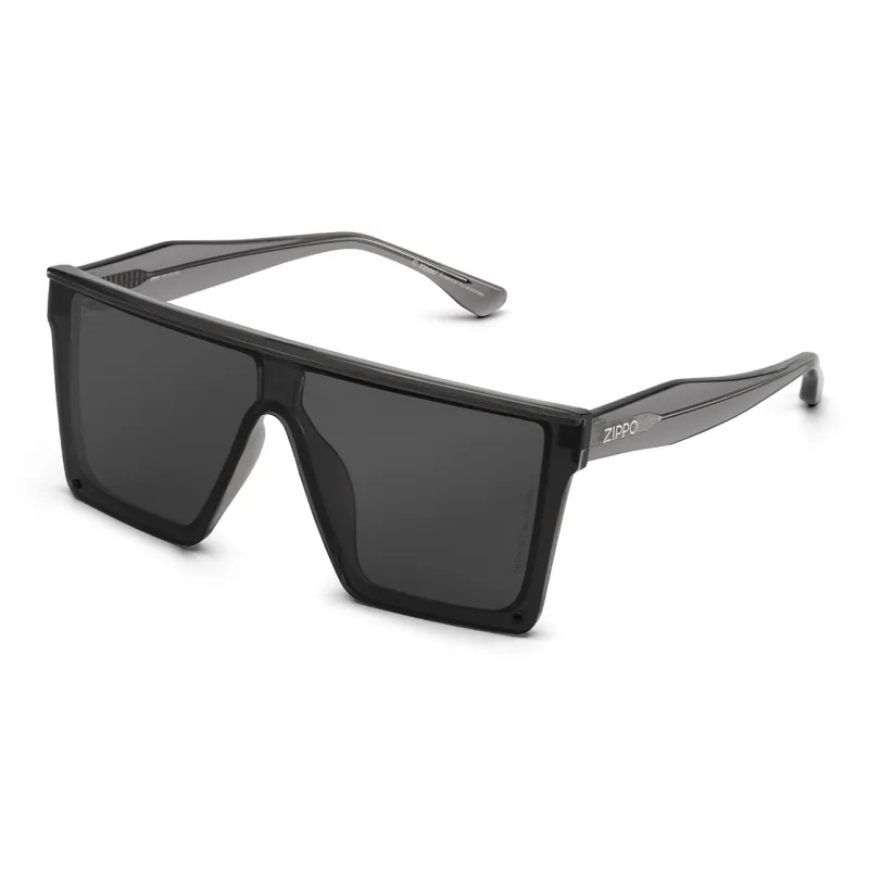 ZIPPO Plate Frame TR90 Irregular Shape Sunglasses Unisex Black/Transparent Gray-7