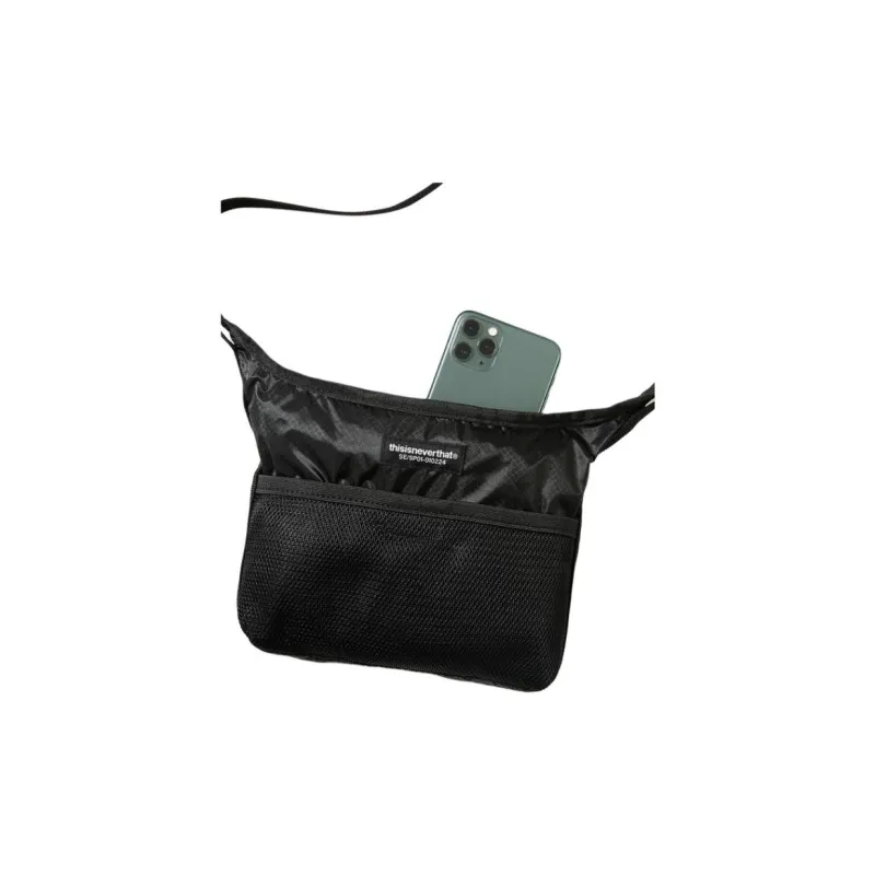 Thisisneverthat Nylon Mesh Pocket Shoulder Bag, Crossbody Bag Mini Unisex Black-3