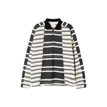 COKEIN Polo Shirts Men Beige & Gray Stripes