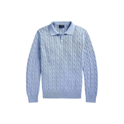 Polo Ralph Lauren Cable-Knit Cotton Polo-Collar Polo Shirt Men's Blue