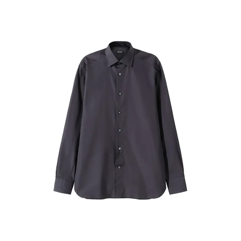 Zegna Long Sleeved Shirt Box Men's Iron Gray-0