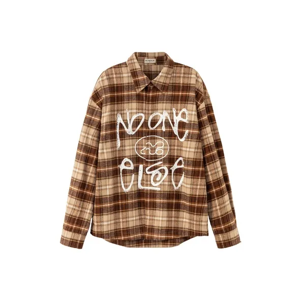 NO ONE ELSE Shirt Unisex Coffee Plaid-0