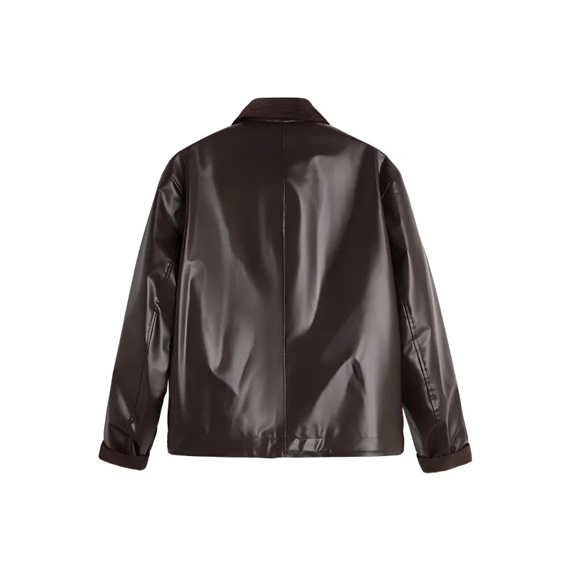 ZARA Leather Jacket Men's Chocolate-1