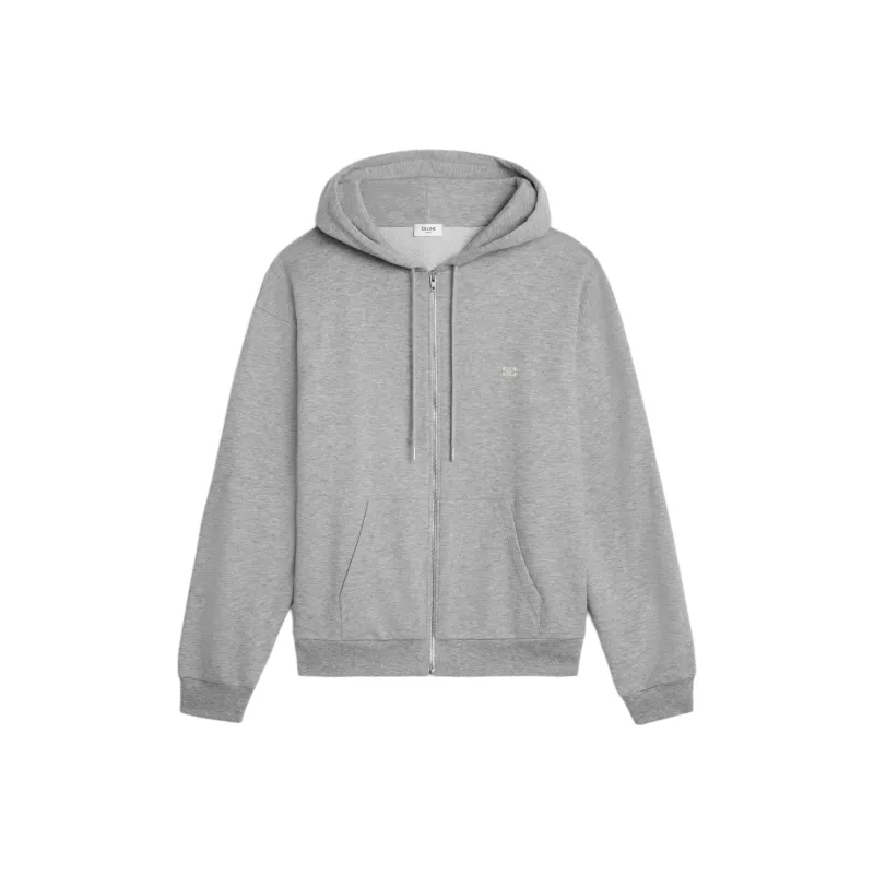 CELINE Triomphe Loose Zipped Hoodie In Cashmere Cotton-0