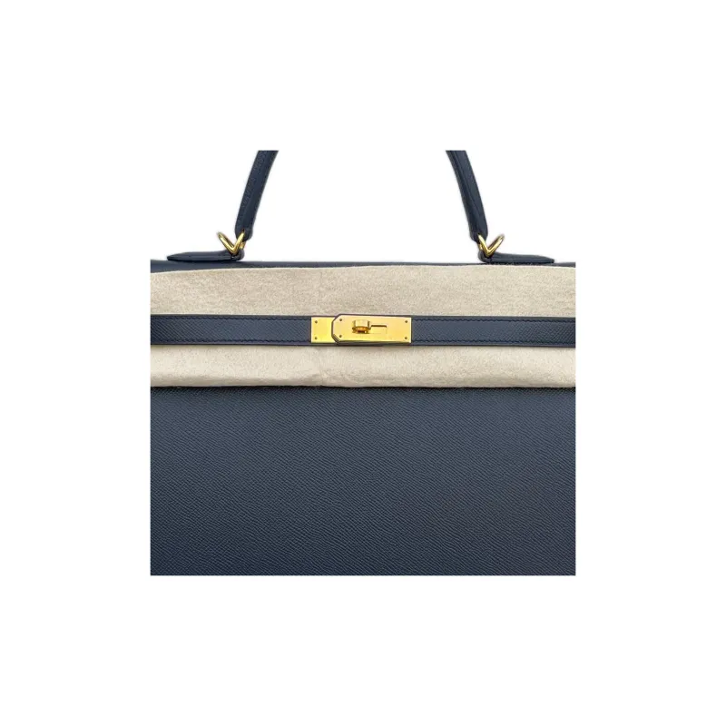 HERMES Kelly Epsom Leather Kelly Bag Handbag Women's Noir Black-3