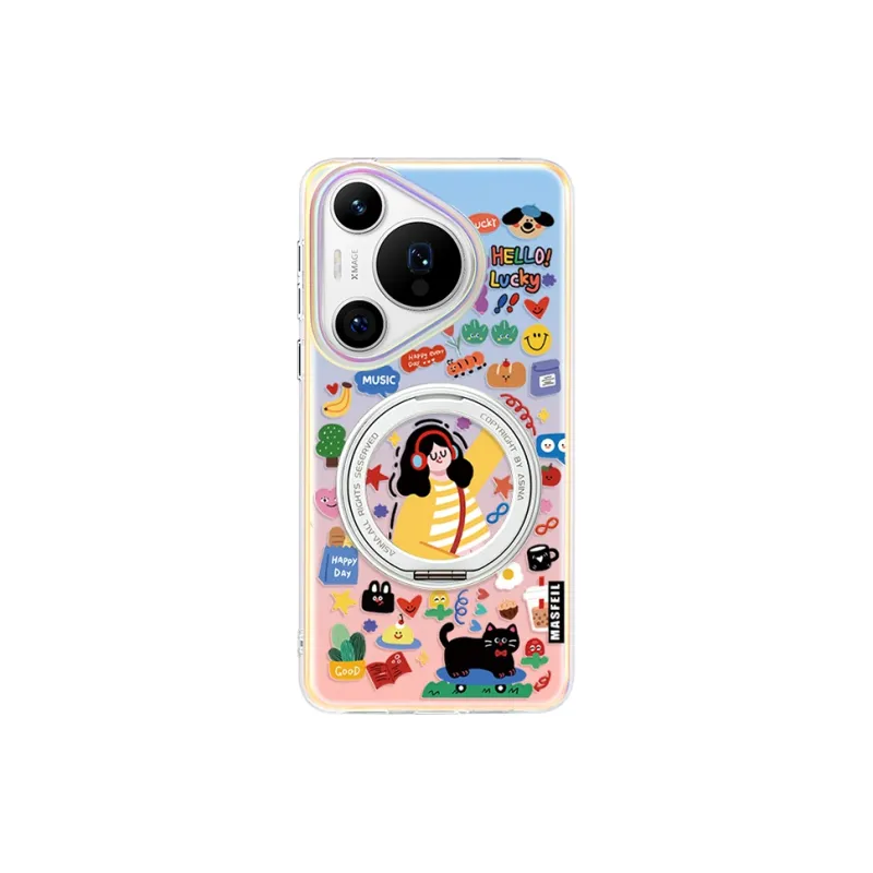 Marsfield Acrylic Material Rotating Magnetic Stand Case Free Melody Phone Cases Compatibility Huawei P70/P70 Pro-2