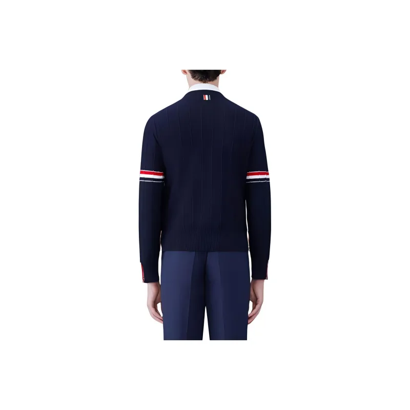 THOM BROWNE RWB Stripe Long Sleeved Crewneck Jumper-2