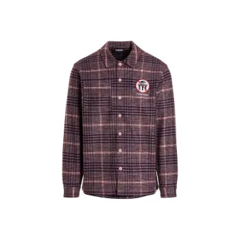 PLEASURES Surfing Flannel Overshirt 'Pink'