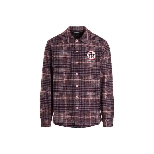 PLEASURES Surfing Flannel Overshirt 'Pink'