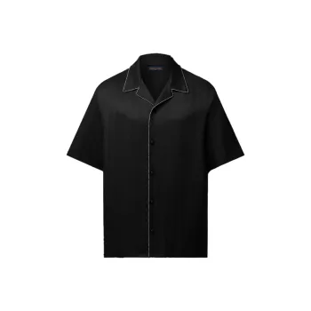 LOUIS VUITTON Bead Embellished Short Sleeved Silk Shirt