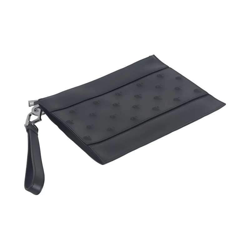 VERSACE Leather Clutch Men's Black-2