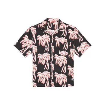 DIESEL Bmowt Adrian Palm Tree Printed Buttoned Shirt
