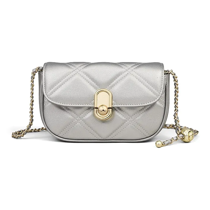 VINEY Cow Leather Shoulder Bag, Crossbody Bag Regular Women's Silver-4