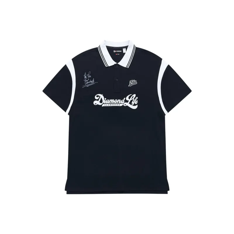 FILA FUSION BASEBALL Series Polo Shirt Men's Pitch Black-0