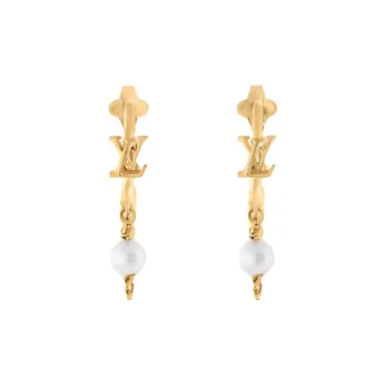 LOUIS VUITTON Metal, Resin, Bead Earrings Women's Gold