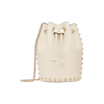 Valentino Rockstud Grain Leather Shoulder Bag Mini Women's Ecru