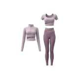 Cream Skin Purple Three-Piece Set (Coat+Short-Sleeved+Pants)
