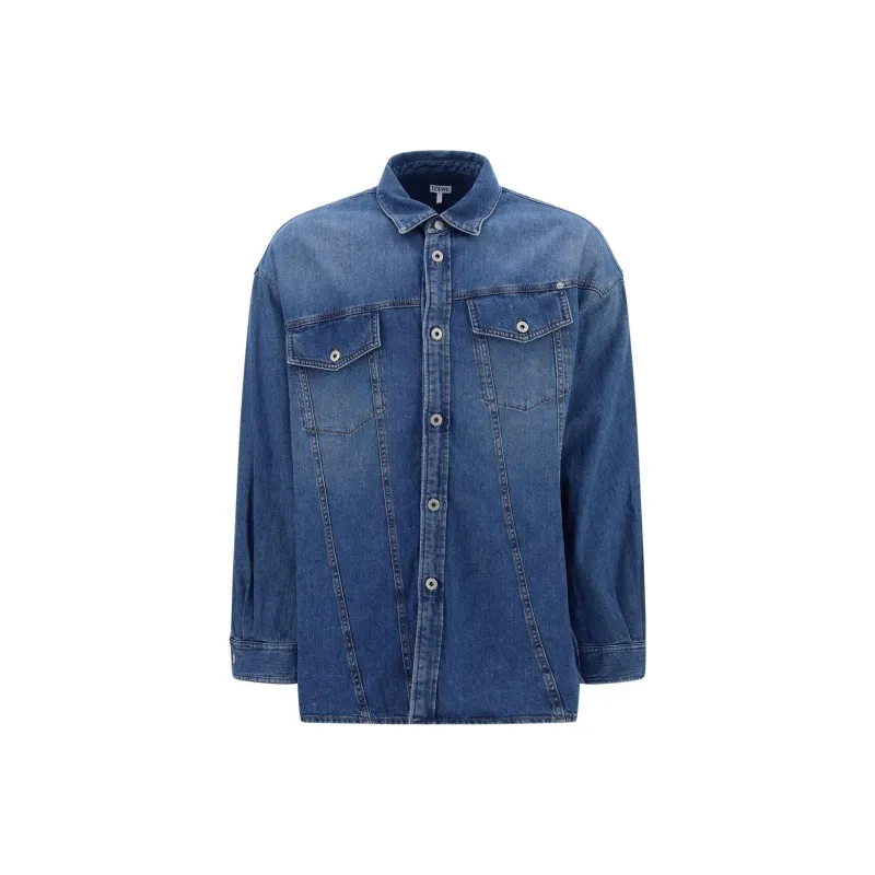 LOEWE Slanted Washed Denim Overshirt-0