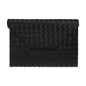 Bottega Veneta Lambskin Clutch Women's Dark Green