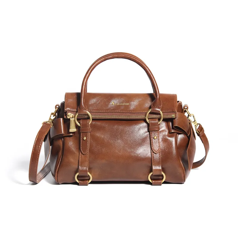 AQUASCUTUM Polyurethane Leather One Shoulder Handbag Women's Caramel-0