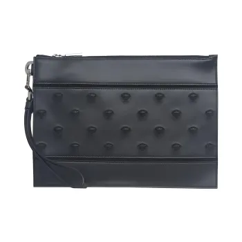VERSACE Leather Clutch Men's Black