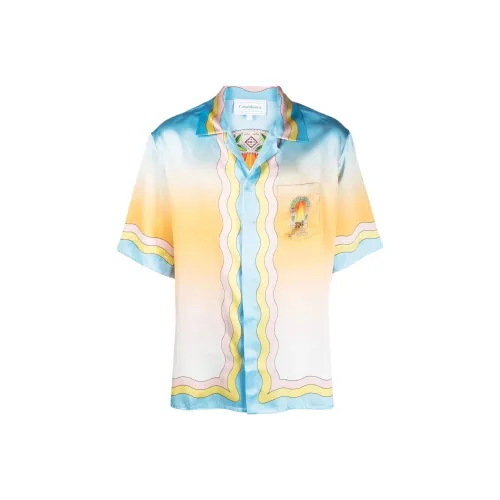 CASABLANCA Cuban Collar Short Sleeve Shirt