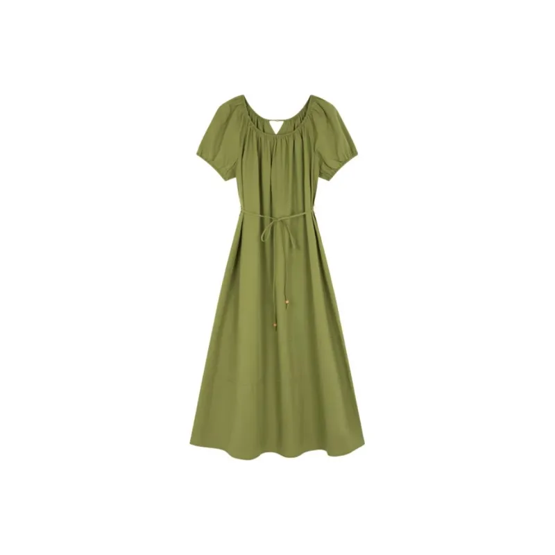 Mo Han Yi Mei Short Sleeved Dress Women's Avocado Green-0