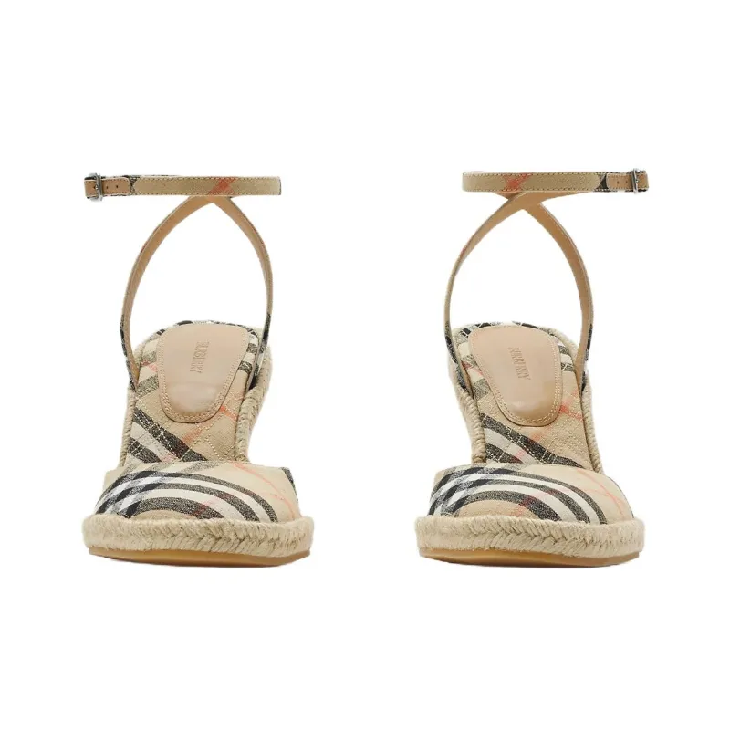 Burberry Mews Wedge Heel High Heels 9cm Women's Sand-2