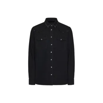 Valentino Stud Embellished Long Sleeved Denim Shirt