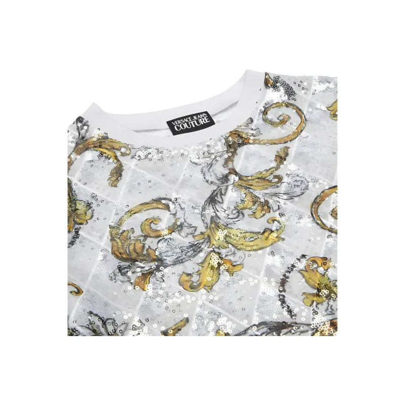 VERSACE Baroque Print Cropped T Shirt-2