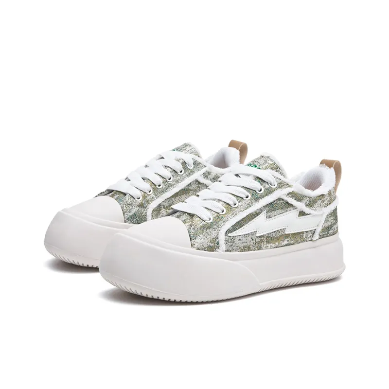 SITULANG Anti Slip And Wear Resistant Height Increasing Low Top Skateboard Shoes Unisex Champagne Green-3