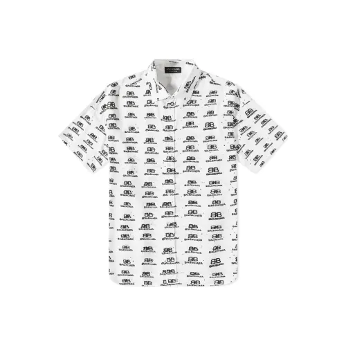 Balenciaga Hand Drawn Bb Icon Oversize Viscose Shirt