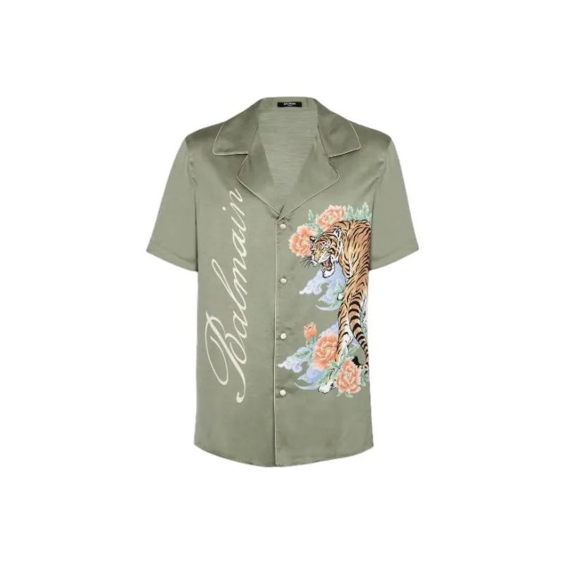 BALMAIN Tiger print Satin Shirt-0