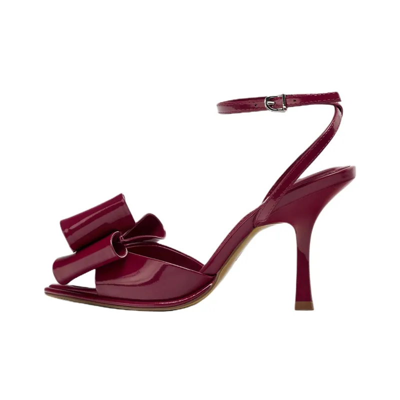 ZARA Strap Sandals 10cm Women's Red-0